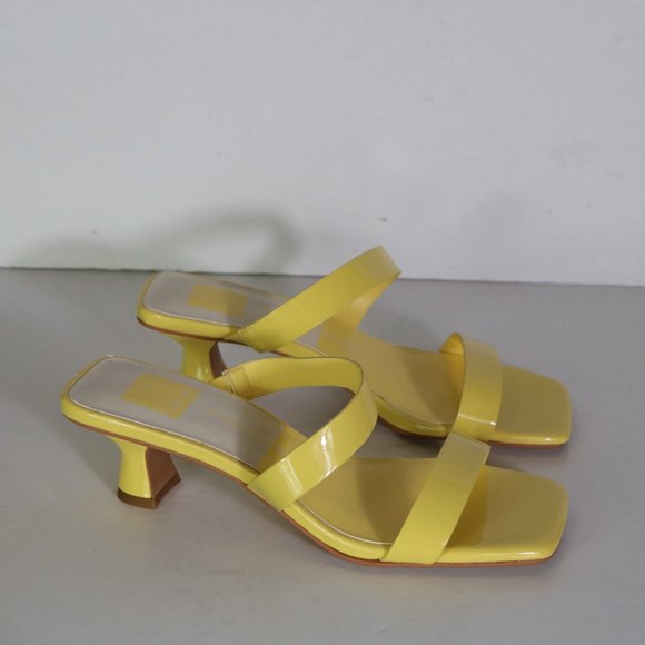 Dolce Vita Shoes - Dolce Vita Bertie Kitten Heel Yellow Size 7 Square Toe Strappy Leather Slip on